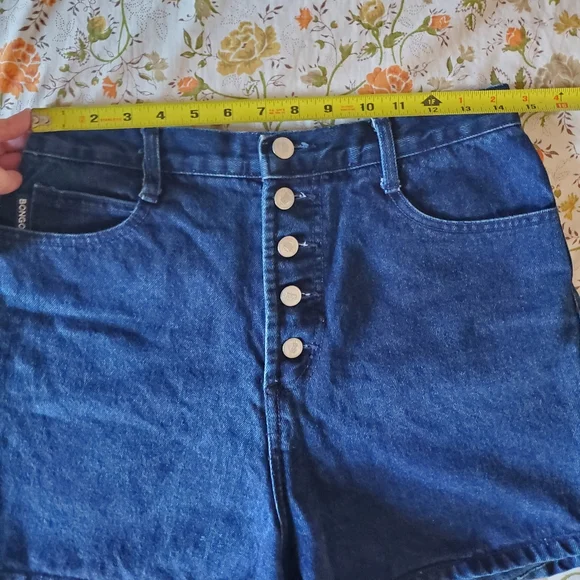 VTG BONGO Dark Denim shorts Size 13 Jrs Button Fly High Waist Sailor Western - Picture 11 of 13